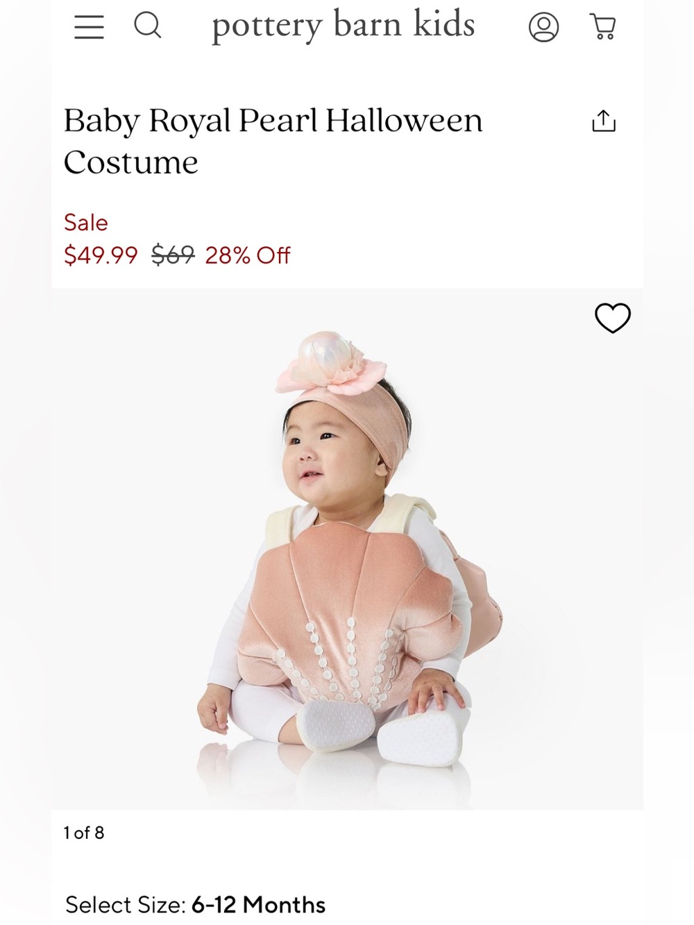Pottery Barn Kids Baby Royal Pearl 6-12M